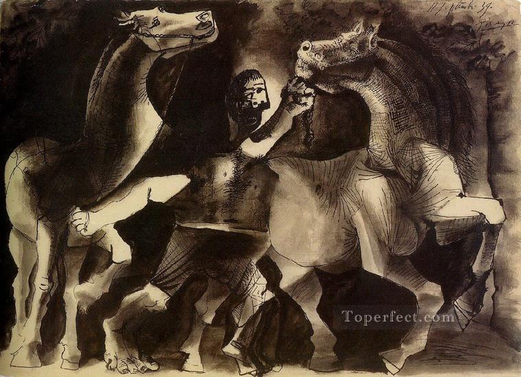 Chevaux et personnage 1939 Cubismo Pintura al óleo